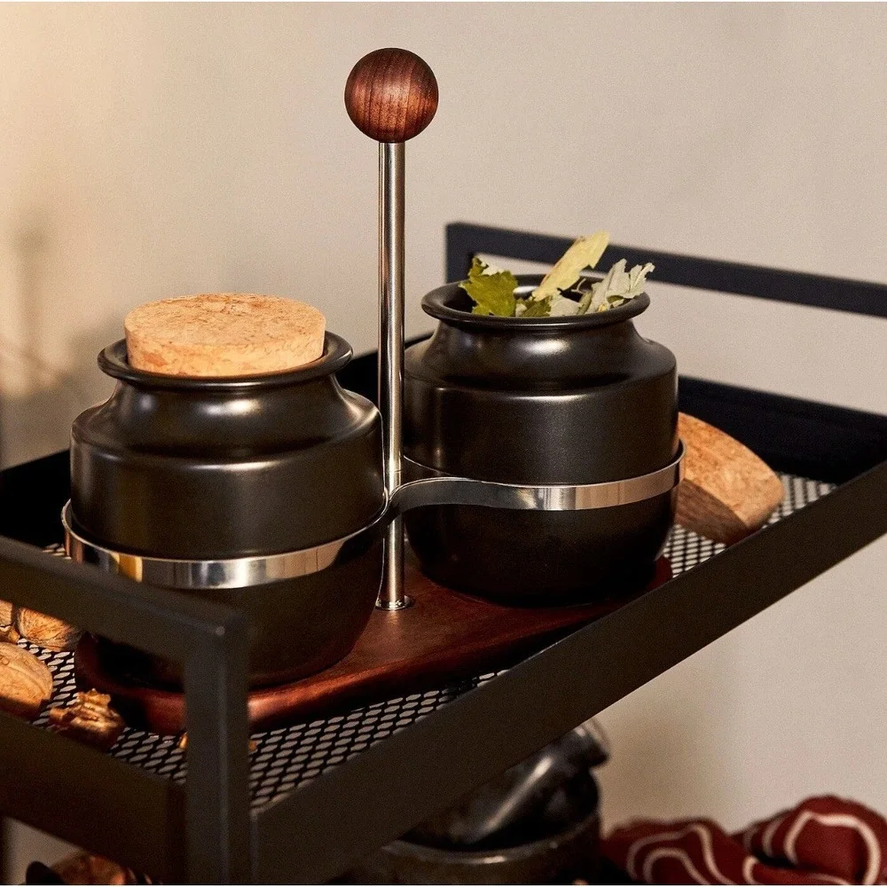 IKEA‎ KROSAMOS Jar Holder Wood Metal Stand Organizer NIB